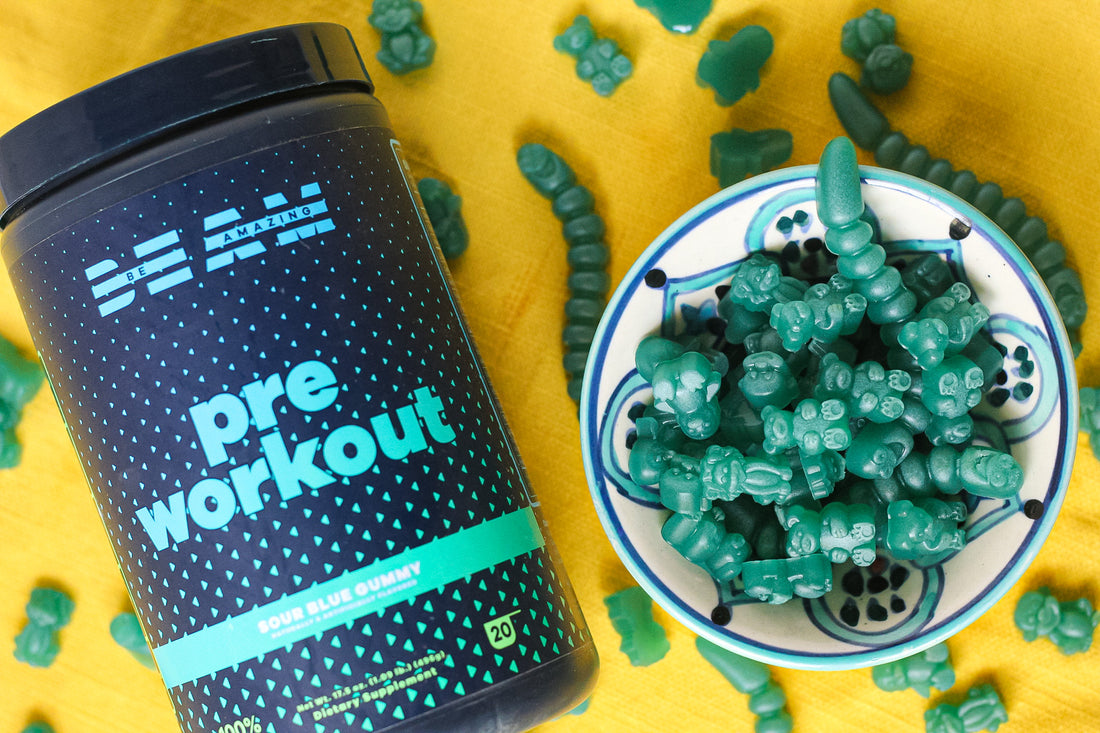 sour blue pre workout gummies