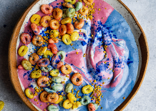 fruity swirled smoothie bowl