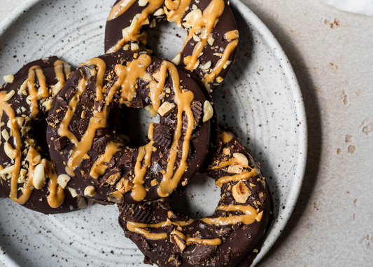 chocolate dipped apple donuts