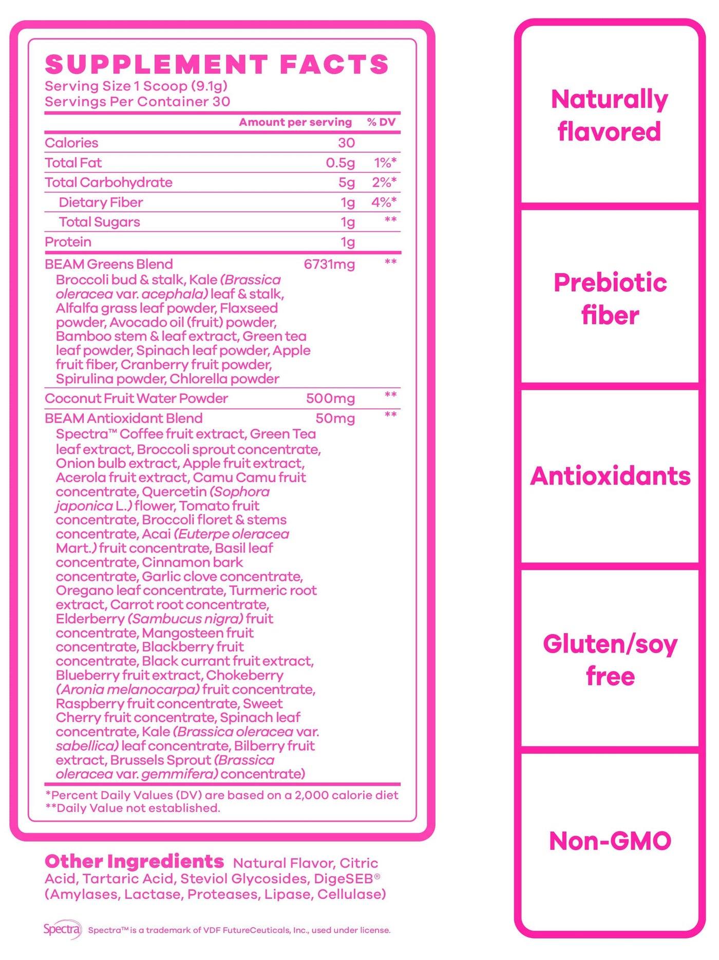 beam be amazing super greens pink lemonade nutrition facts# 30 Servings / Pink Lemonade