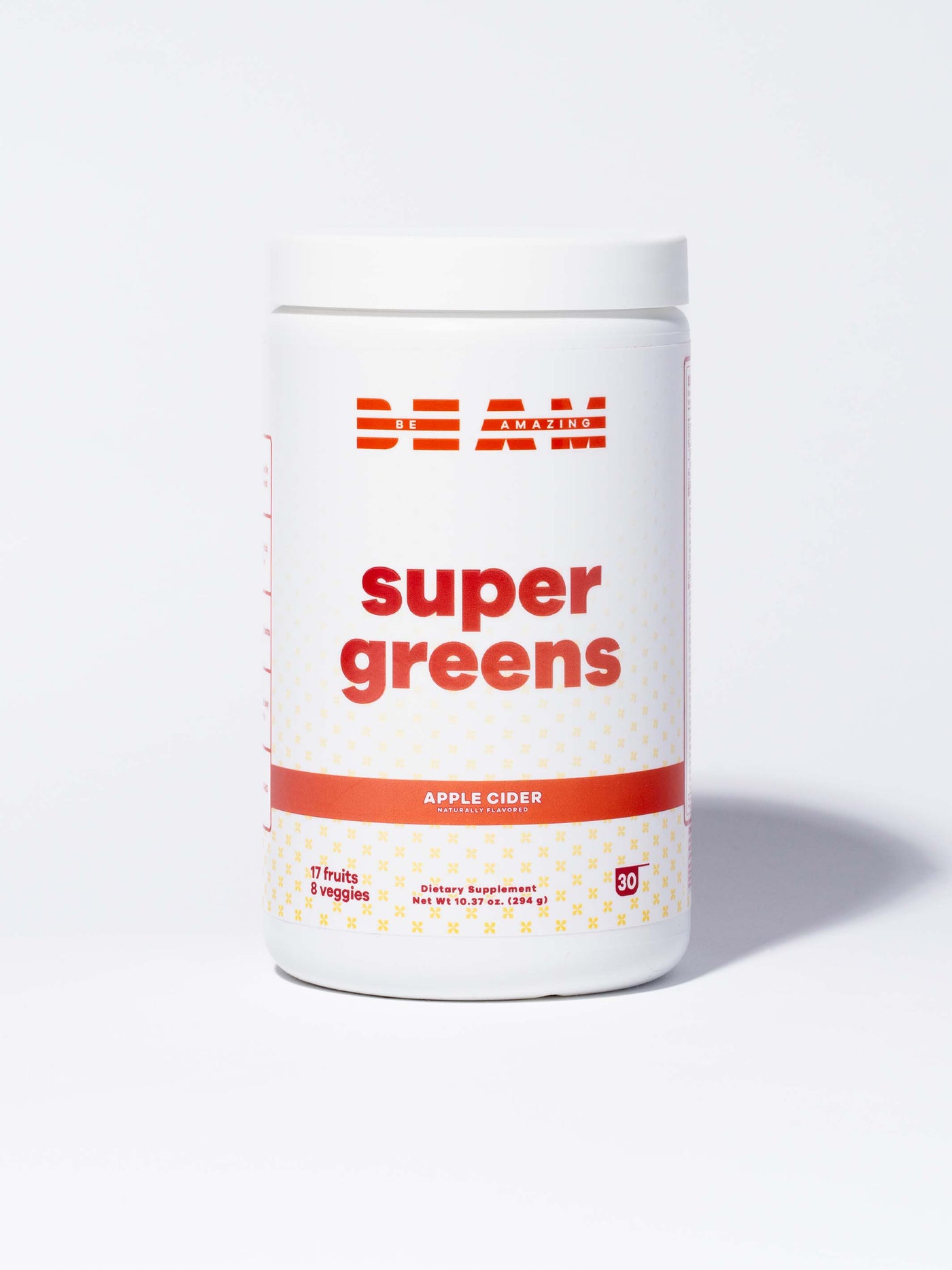 BEAM Super Greens Apple Cider Front#30 Servings / Apple Cider