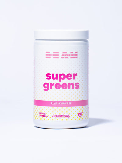 beam be amazing pink lemonade super greens front 1# 30 Servings / Pink Lemonade