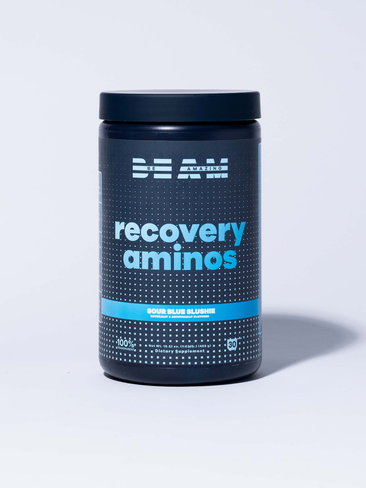 beam be amazing recovery aminos Front# 30 Servings / Sour Blue Slushie