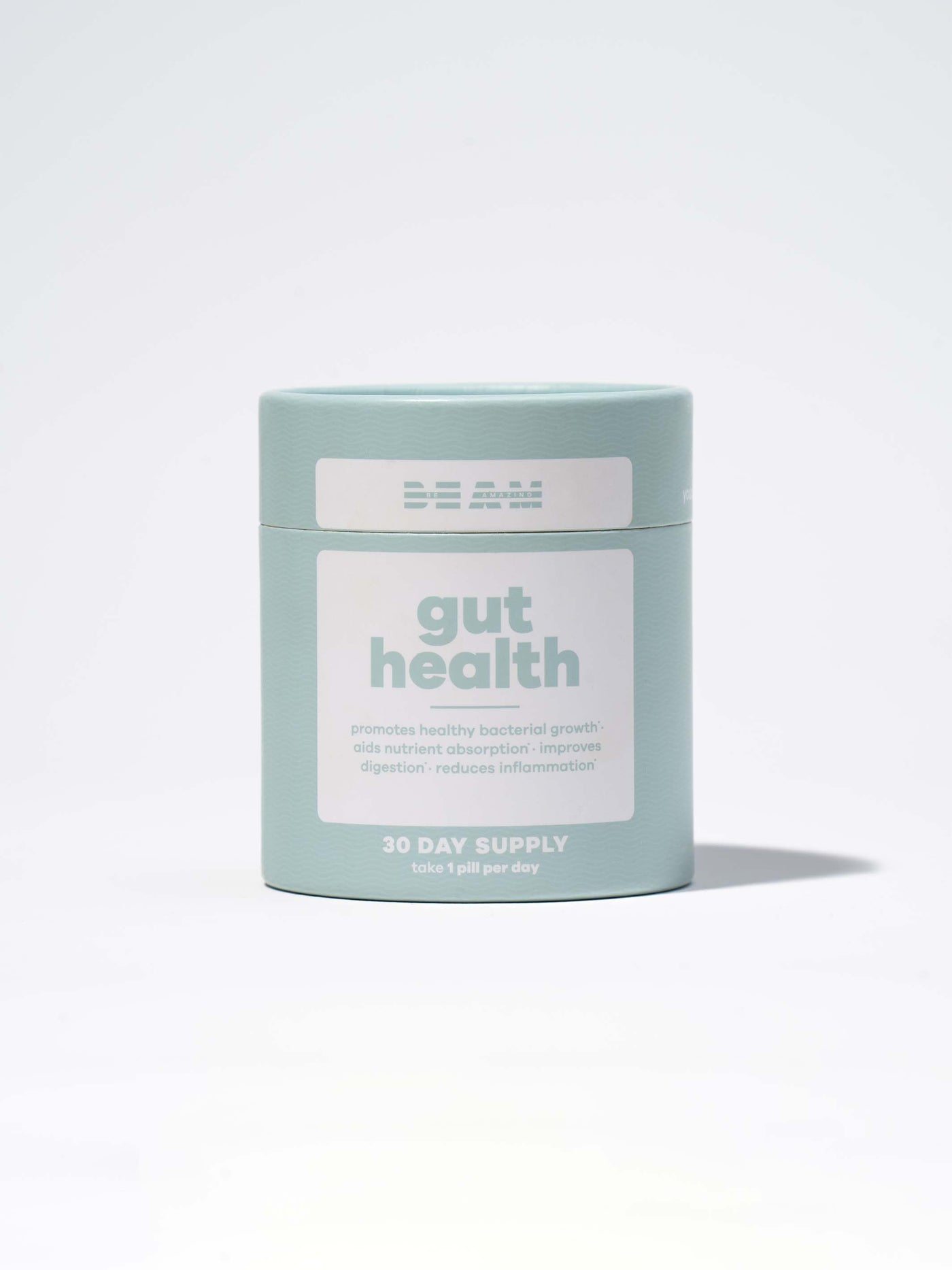 beam be amazing gut health for bloating probiotic plus container