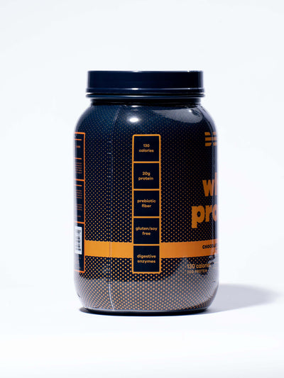 chocolate peanut butter whey protein side 1#25 Servings / Chocolate Peanut Butter