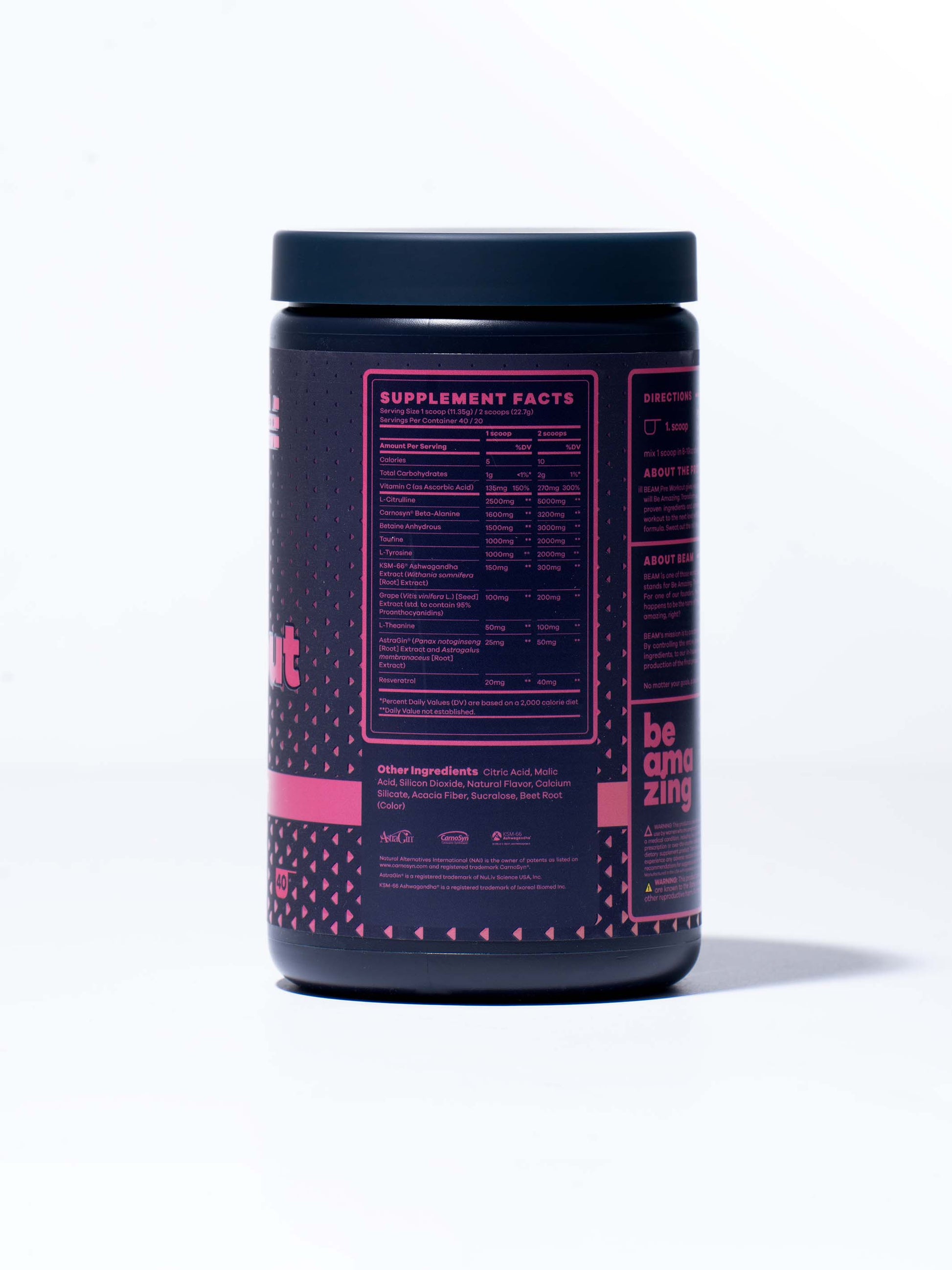 Pink Lemonade Pre Workout Side 2#40 Scoops / Pink Lemonade