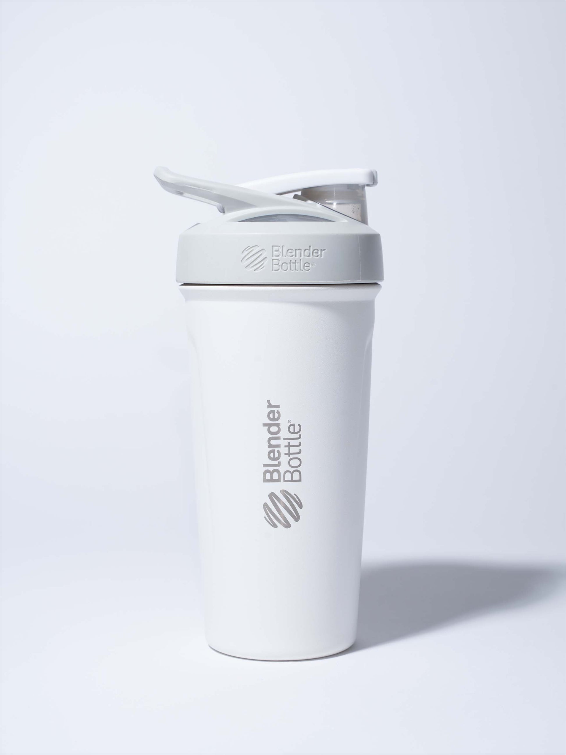 white metal blender bottle by beam be amazing# 24 oz / Snow White